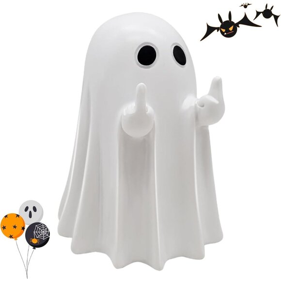 Halloween Resin Ghost Middle Finger Figurine Statue Decorations For Home Decor - Picture 1 of 7